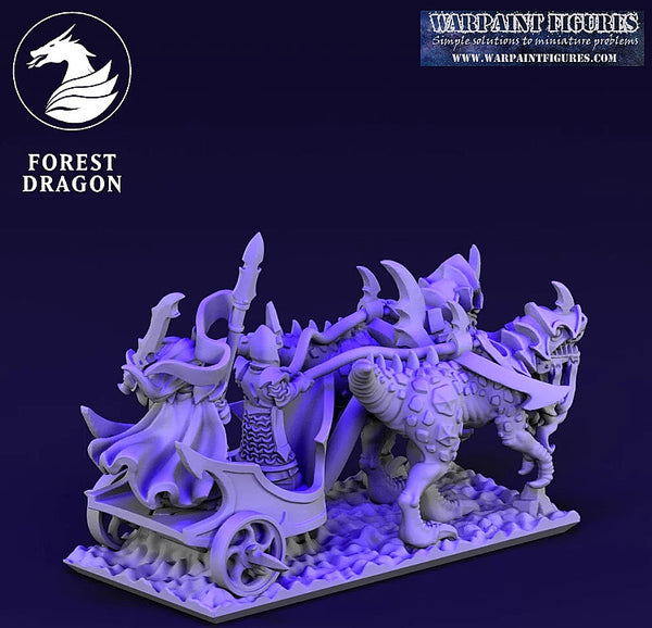 10mm Dire Elf Lord On Chariot- Forest Dragon Miniatures - Warpaint Figures