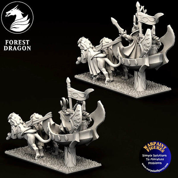 10mm Aurethil Court Elves Lion Chariots
