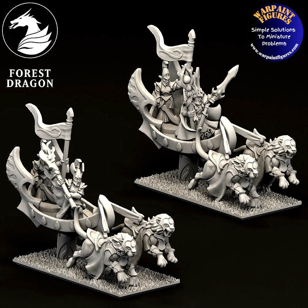10mm Aurethil Court Elves Lion Chariots