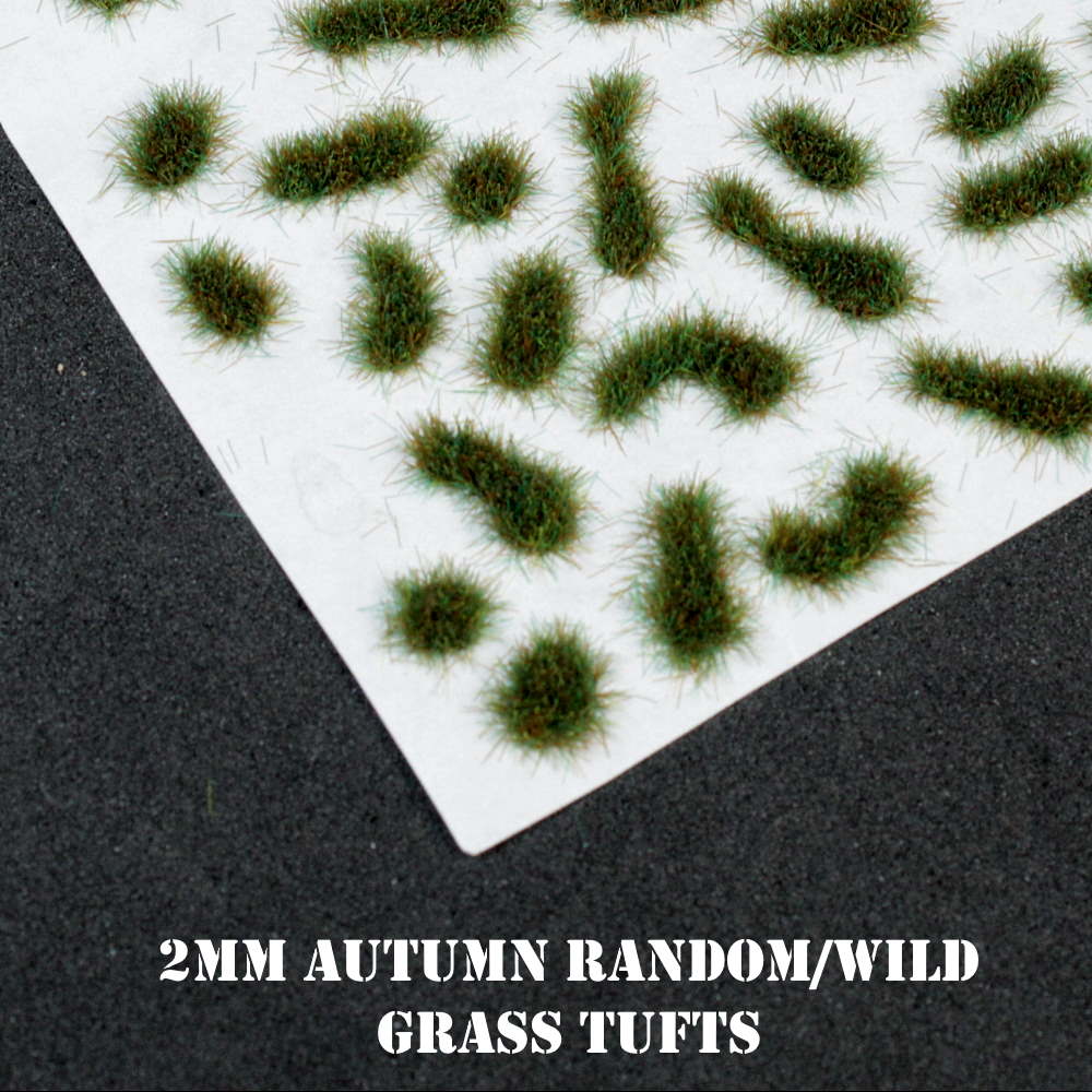 Warpaint Figures - 2mm Autumn Best Random Wild Static Grass Tufts for Wargaming Bolt Action Flames OF War FOW Infamy Ancients MEG DBA
