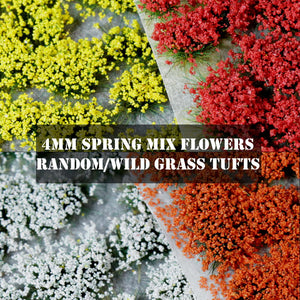Warpaint Figures - 4mm Flowers Spring Mix Self Adhesive Static Grass Tufts - Wargaming Basing Miniatures Warhammer