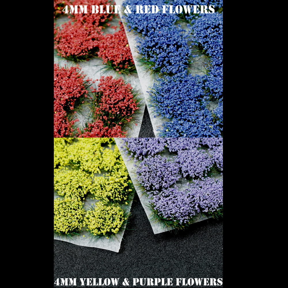 Warpaint Figures - 4mm Flowers Spring Mix Self Adhesive Static Grass Tufts - Wargaming Basing Miniatures Warhammer