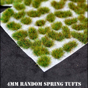 Warpaint Figures - 4mm Spring Random Self Adhesive Static Grass tufts for basing miniatures wargaming, warhammer 40K wargames figures painted bases