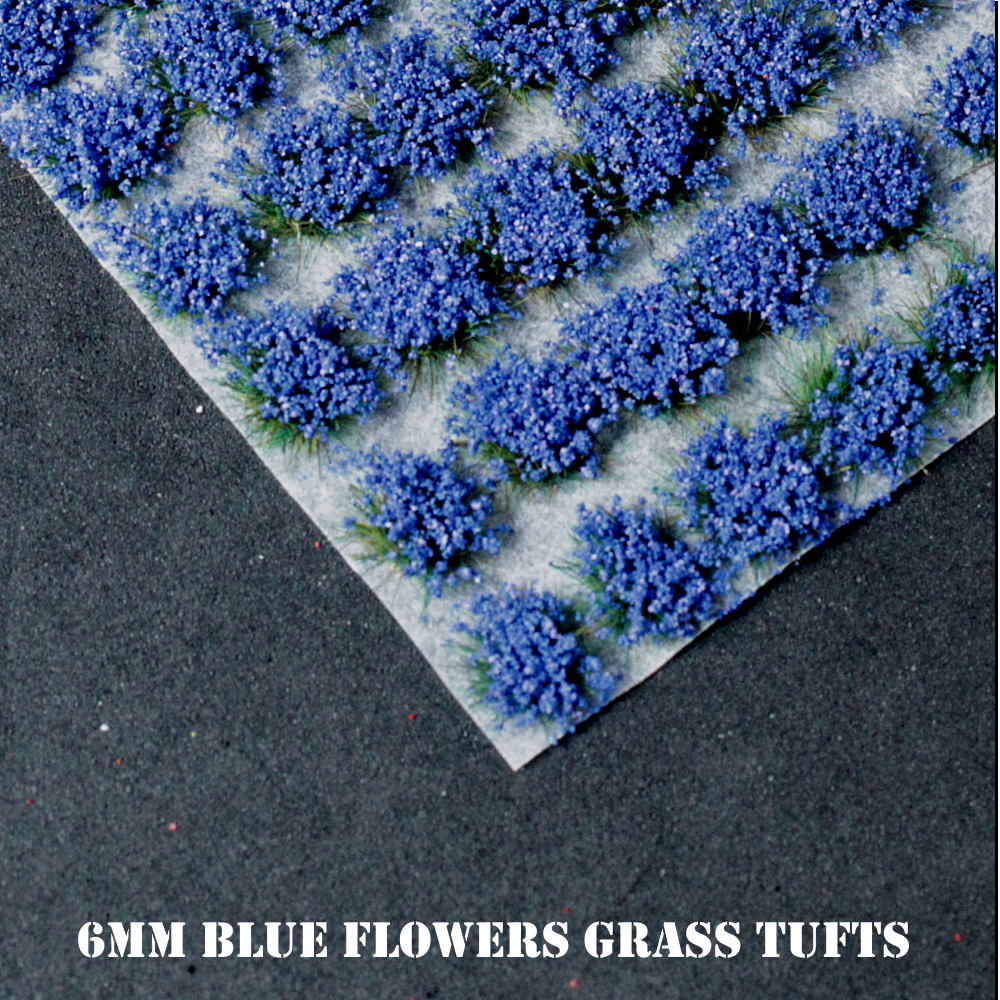 6mm Blue Flowers Static Grass Tufts