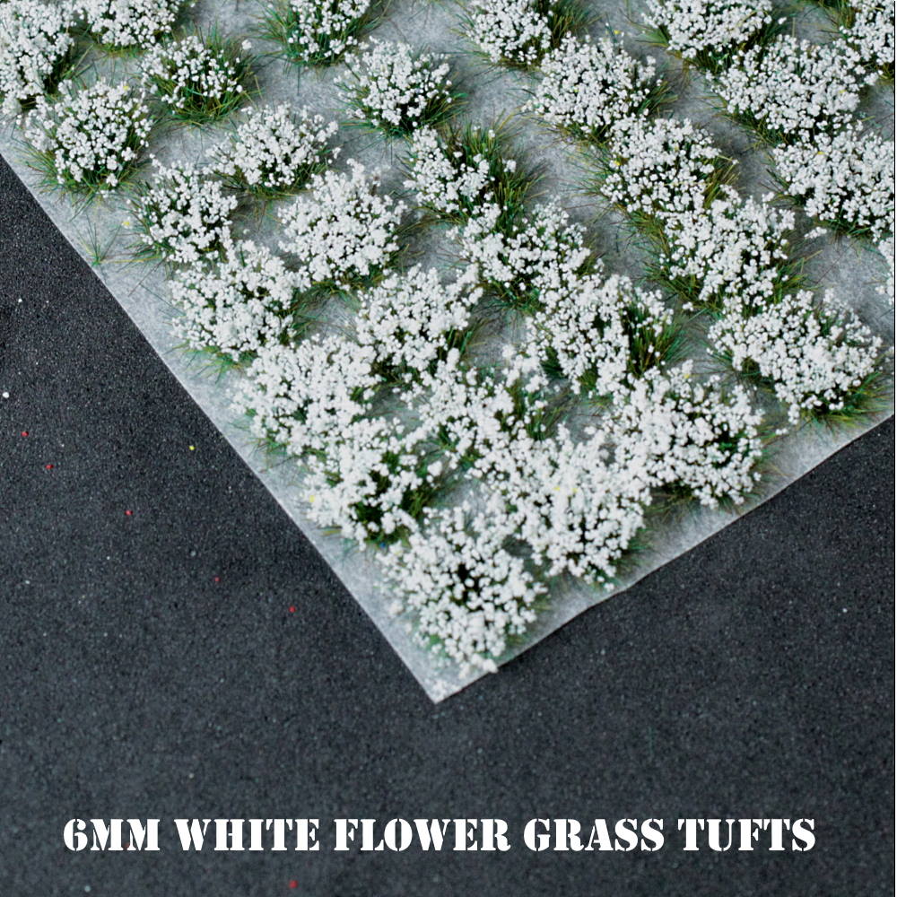 6mm White Flowers Static Grass Tufts