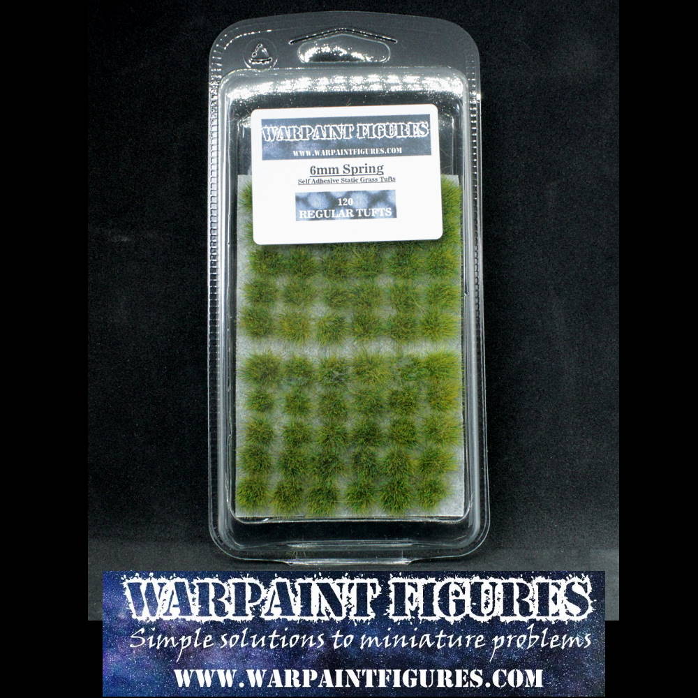 120 x Quality 6mm Spring Self Adhesive Static Grass Tufts for basing wargaming figures like Warhammer 40K, MEG, Sharp Practice, Bolt Action and more